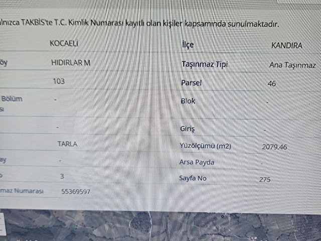 KERİM EMLAKTAN KANDIRA HIDIRLARDA SATILIK 2079 M2 SATILIK TARLA - Görsel 8