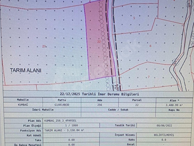 TEKİRDAĞ KUMBAĞDA SATILIK 3.481-M2 TARLA - Görsel 2