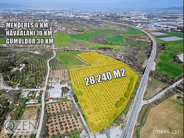 QZEN DEN GÜMÜLDÜR YOLUNA CEPHELİ 28240 M2 ZEYTİNLİ TARLA