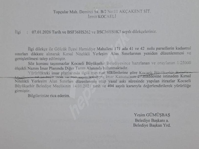 GÖLCÜK HAMİDİYEDE SATILIK ARAZİ - Görsel 4