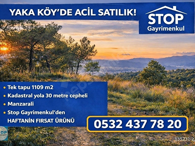 Stop’tan Haftanın Fırsatı Yakaköyde Tek Tapu 1109 m2 Tarla