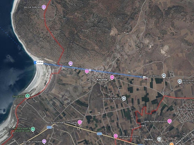 FIRSAT !!!  SALDA GÖLÜNE 2 KM YOL CEPHELİ 1700M2 YATIRIMLIK  TARLA - Görsel 9