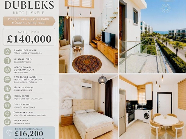 KKTC DE Four Seasons Life Sitesinde Satılık 1+1 Loft Daire