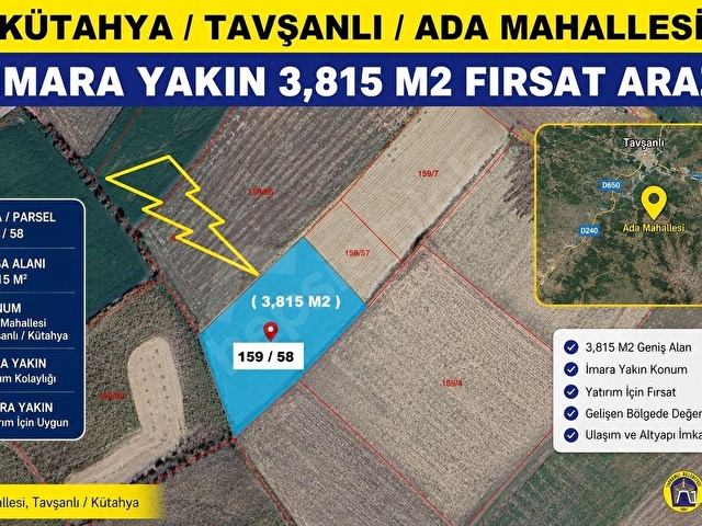 TAVŞANLI ADA MAHALLESİNDE YATIRIMLIK FIRSATI TARLA!