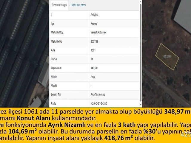 60lık Yola 2. Parsel Ayrık Nizam ve Konut İmarlı Yatırımlık 0,90 Emsal Arsa - Görsel 7