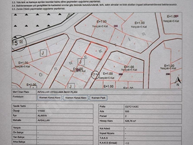 Alanya Avsallarda katkarşılığı veya Satılık 529 m2 imarlı 10 dairelik konut Arsası - Görsel 15