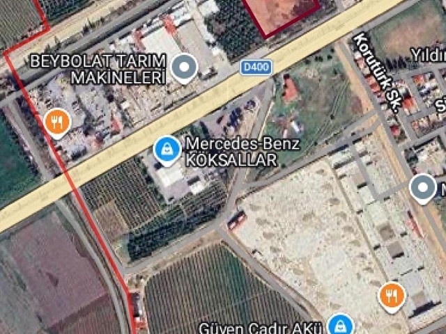 D-400 MERSİN ADANA YOLU ÜZERİNDE TİCARİ İMARLI ARSA