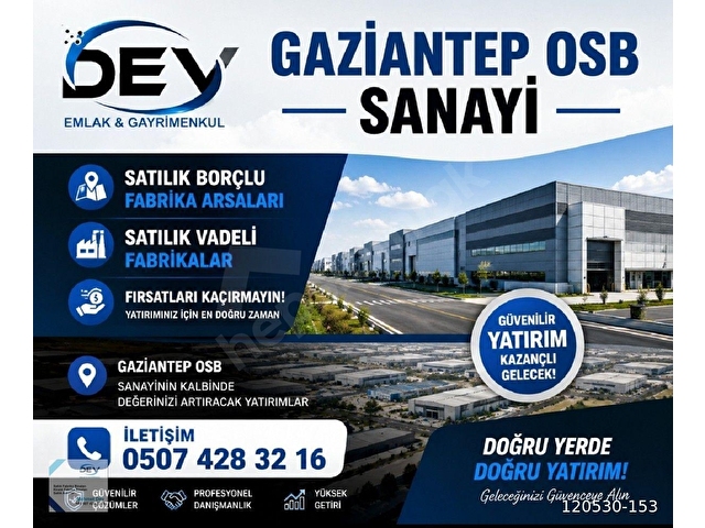 GAZİANTEP OSB SATILIK FABRİKA ARSALARI VE FABRİKA BİNALARI