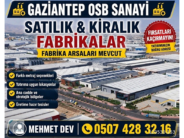 GAZİANTEP OSB SATILIK FABRİKA ARSALARI VE FABRİKA BİNALARI - Görsel 3