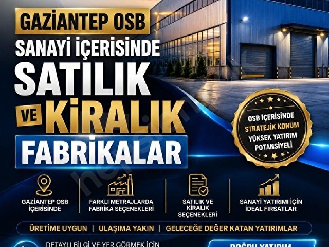 GAZİANTEP OSB SATILIK FABRİKA ARSALARI VE FABRİKA BİNALARI - Görsel 6