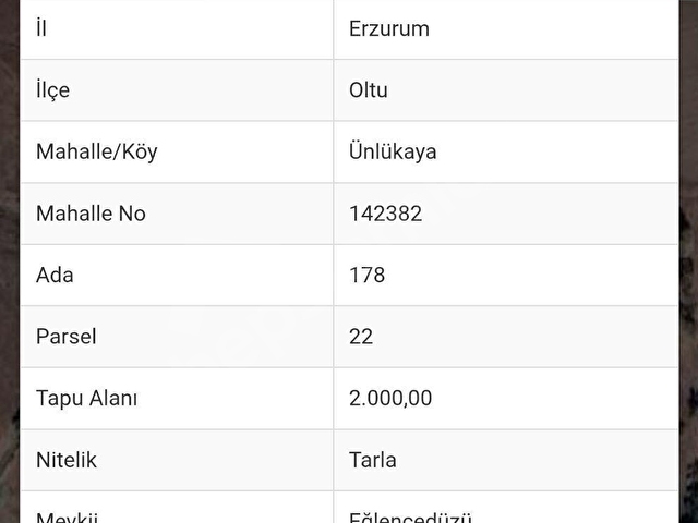 ERZURUM OLTU ÜNLÜKAYADA 2000m² Yolu Suyu Olan Satılık Tarla - Görsel 3