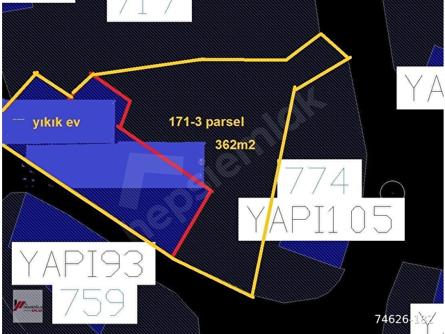 AYDIN EFELER İLÇESİ SIRALILAR MAH.(KÖYÜ) YERLEŞİK ALANI İÇİNDE 362m2 ARSA SATILIK
