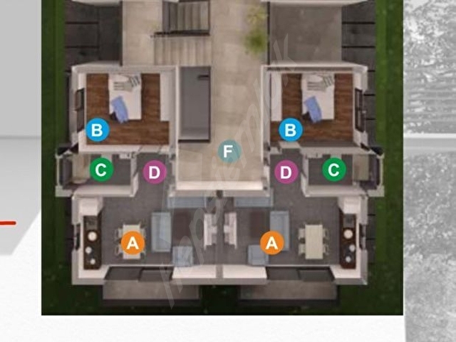 KIBRIS GİRNE SİTE 120m2 1+1 TERASLI DENİZ MANZARALI DAİRE - Görsel 2