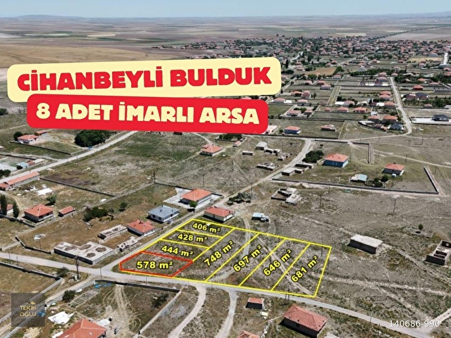 CİHANBEYLİ BULDUKDA 578 M² MÜSTAKİL KONUT İMARLI KUPON ARSA