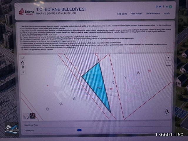 EDİRNE MERKEZ İSTASYON MAH.SATILIK 1.527 M² YOLA CEPHE TARLA - Görsel 4