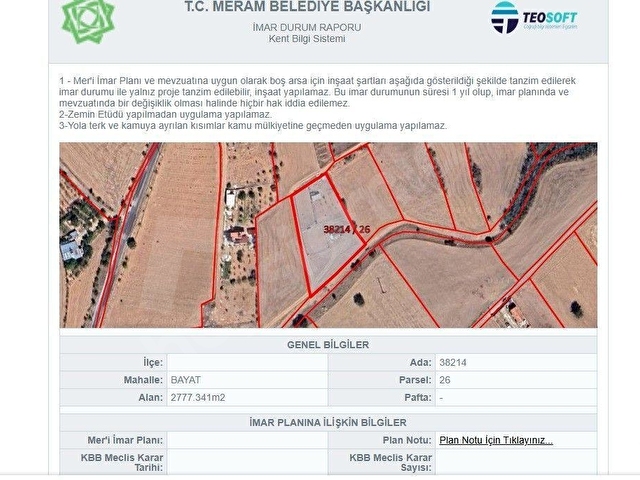 KONYA MERAM BAYAT 390m² SATILIK TARLA HİSSESİ - Görsel 4