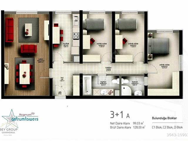 REGNUM ASTRUM TOWERS DA UYGUN FİYATLI 3+1 BOŞ SATILIK DAİRE - Görsel 5