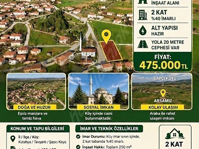 TAVŞANLI ŞAPCI KÖYÜ’NDE YATIRIMLIK  FIRSAT ARSA! - Görsel 6