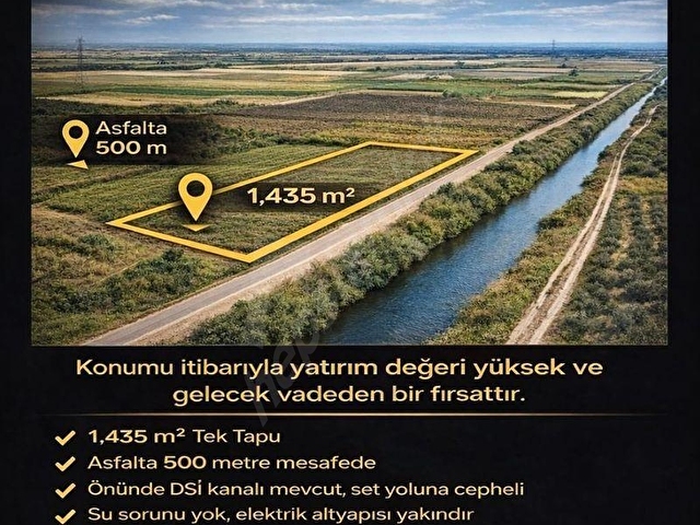 ÖZLEMDEN BURSA KARACABEY AŞAĞI FEVZİPAŞADA 1.435 M2 FIRSAT TARLA