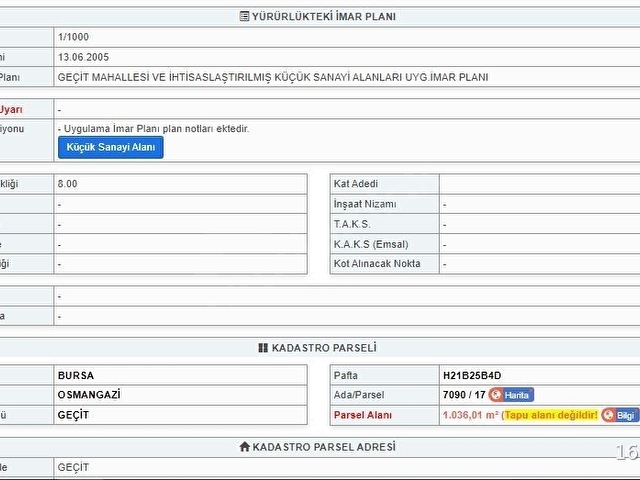 SANAYİ İMARLI 1036 m2 ÇİFT CEPHE SATILIK ARSA GEÇİT - Görsel 9