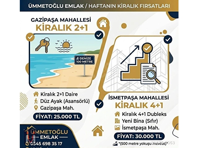 DİKİLİ ÜMMETOĞLUNDAN 2+1 KİRALIK DAİRE DÜZAYAK DENİZE 200 METRE