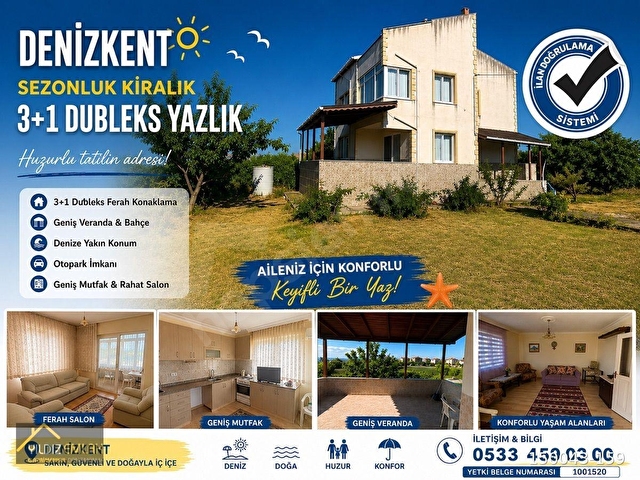 DENİZKENTTE DENİZE YAKIN 3+1 DUBLEKS YAZLIK | SEZONLUK KİRALIK