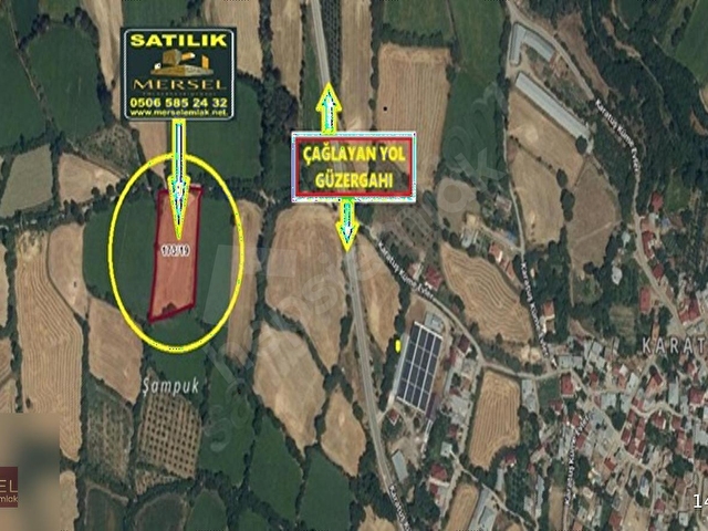 MERSEL EMLAKtan KARATUŞ KÖYÜ ÇAĞLAYAN YOL ÜZER.SAT.SULU TARLA