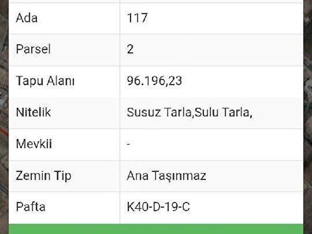 YATIRIMLIK SUYA TARIMA UYGUN TARLA