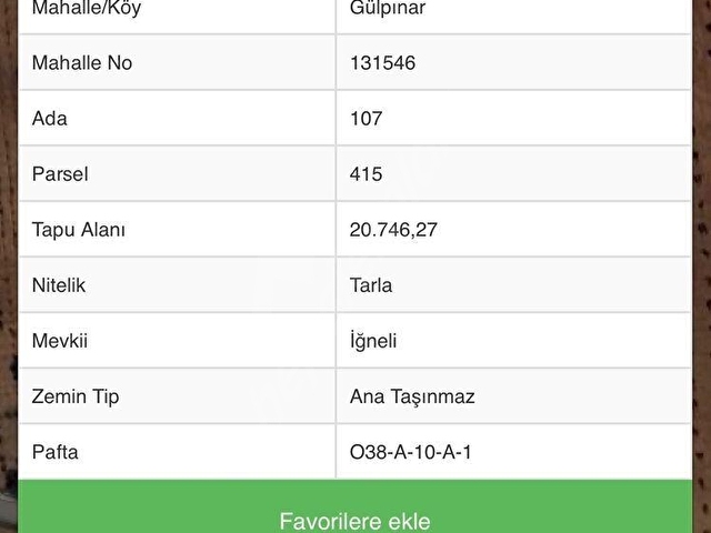 GÜLPINAR MEVKİNDE YOLA SIFIR (987M2) SATILIK TARLA