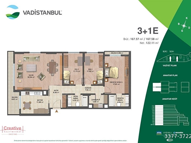 VADİSTANBUL TERAS EVLERDE 168 M2 ÇAMAŞIR ODALI 3 ODA 1 SALON - Görsel 2