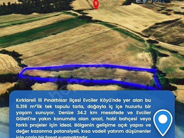 EVTAŞ - PINARHİSAR EVCİLER KÖYÜNDE 5.300 M2 MÜSTAKİL TAPU - Görsel 10