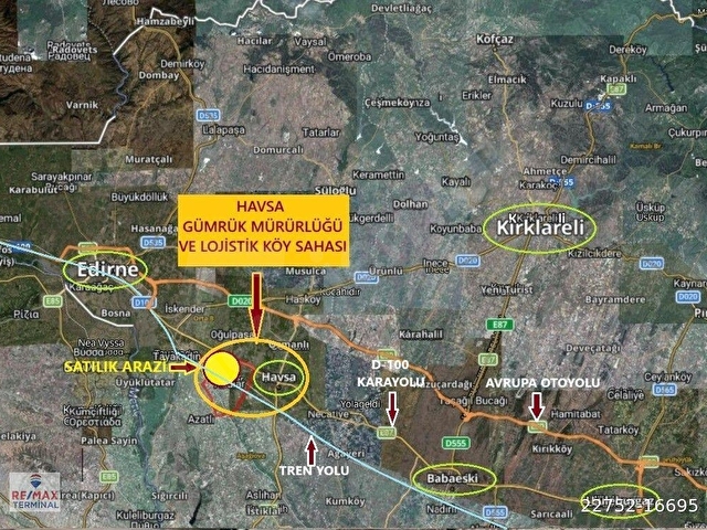 REMAX TERMİNAL M ÇABUK EDİRNE HAVSA GÜMRÜK VE LOJİSTİKKÖY PROJE ALANI 4740m2 SATILIK ARAZİ - Görsel 4