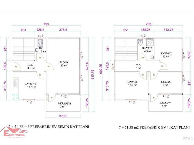 ARSA HARİÇ-PREFABRİK EV ÜRETİCİSİNDEN 117 m² 3+1 PREFABRİK DUBLEKS EV - Görsel 2