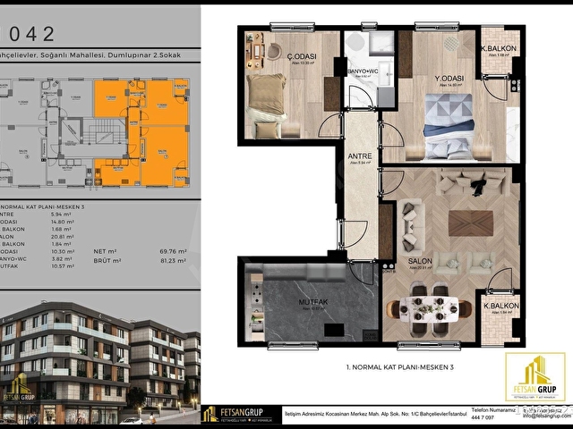 FETTAHOĞLU YAPIDAN NEZİH KONUMDA KULLANIŞLI 2+1 DAİRE - Görsel 2