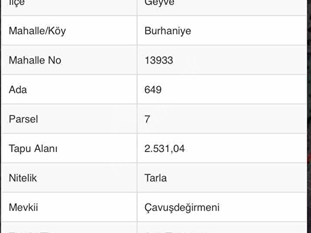 REMAX DESİGN GEYVE BURHANİYE MAHALLESİ 2531 M2 SATILIK TARLA - Görsel 5