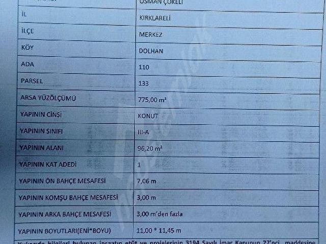 PROJE!... İNŞAAT RUHSAT ONAYLI %60 konut / Villa  imarlı 791 M2 arsa - Görsel 18