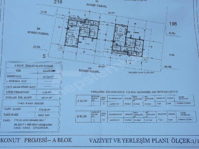 PROJE!... İNŞAAT RUHSAT ONAYLI %60 konut / Villa  imarlı 791 M2 arsa - Görsel 21