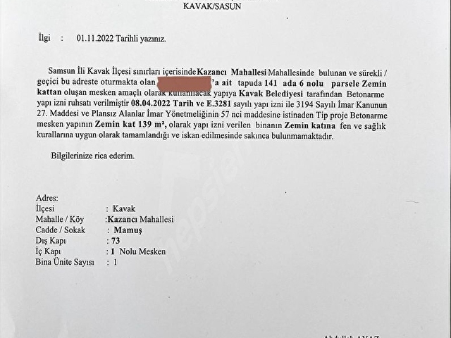 KAVAK KAZANCI RUHSATLI/İSKANLI 2 KATLI EV İLE SATILIK TARLA - Görsel 4