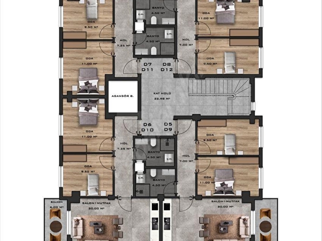 ARSLAN İNŞAAT 850.000TL PEŞİNAT 2027 TESLİM HAVUZLU SİTEDE 2+1 - Görsel 17