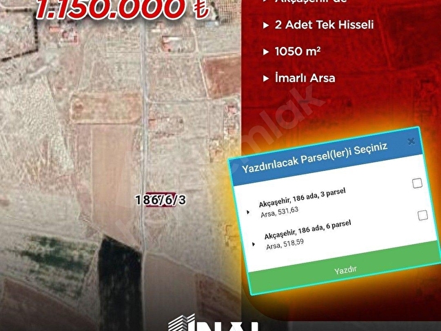 AKÇAŞEHİRDE 1050 m2 TEK HİSELİ SATILIK ARSA - Görsel 2