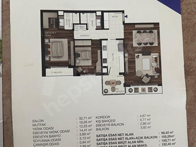 KOORDİNAT ÇAYYOLU KİRALIK FUL EŞYALI 2+1 DAİRE(KAPALI MUTFAK) - Görsel 3
