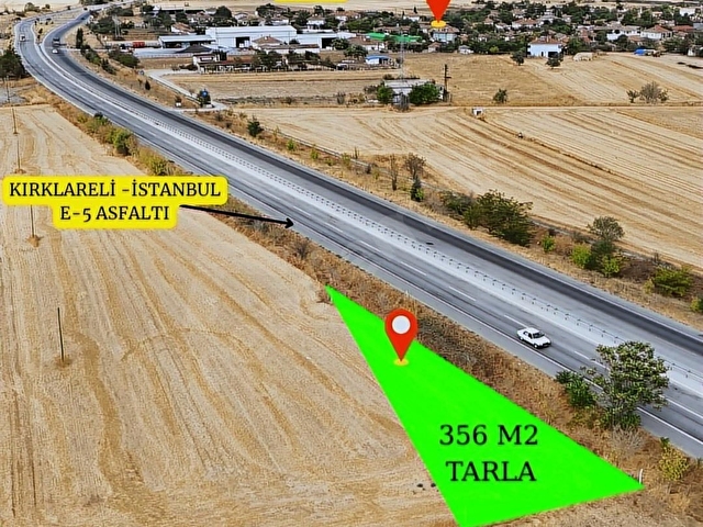 BABAESKİ KARAMESUTLU DA DUBLE YOL CEPHE 356 M2 SATILIK TARLA - Görsel 3