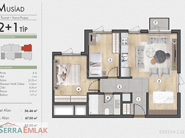 Müsiad ATAKÖY E5 - SIFIR 2+1 85m2 Büyük Balkonlu OFİS - Görsel 17
