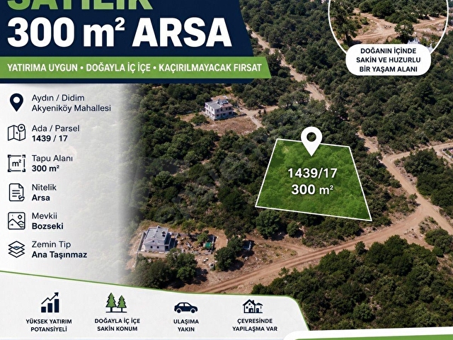 Didim Akyeniköy mahallesi Bozseki mevkii Arsa