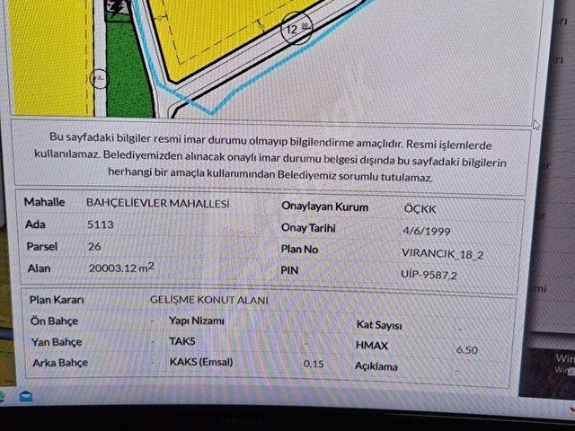 YALÇINDAN BAHÇELİEVLERDE 1428 M2 VİLLA ARSASI ACİL 6.950.000 TL - Görsel 2