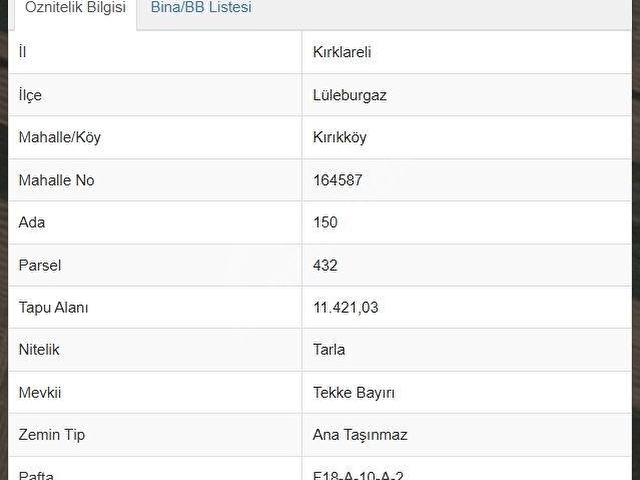 SATILIK LÜLEBURGAZ KIRIKKÖY 11.421 m² TEK TAPU - Görsel 2