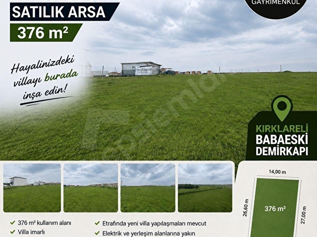 BABAESKİ DEMİRKAPIDA VİLLA İMARLI SATILIK ARSA
