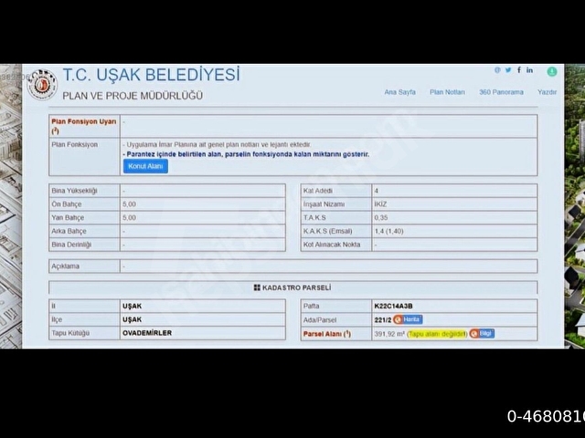 OVADEMİRLER 4 KATA MÜSADELİ SATILIK 392 M2 ARAA