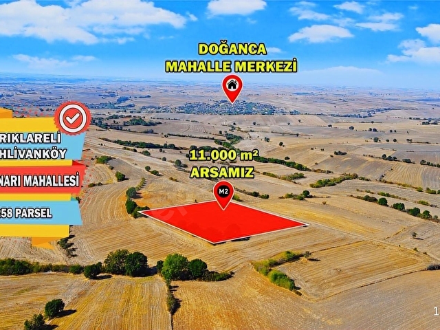 PEHLİVANKÖY TİLKİPINAR MAHALLESİNDE YOLA CEPHE 11.000 M2 TARLA - Görsel 3