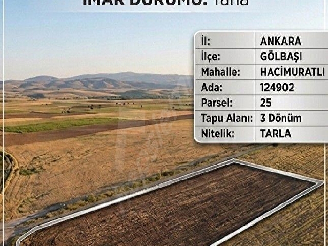 GÖLBAŞI HACIMURATLI MAHALLESİ 3.000 M2 MÜSTAKİL PARSEL - Görsel 3